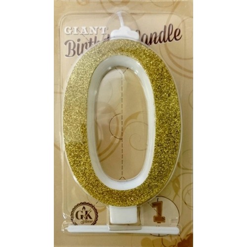 Large cake candle - golden glitter - 0