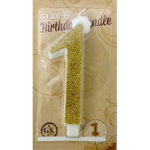 Cake candle large - glitter gold - 1