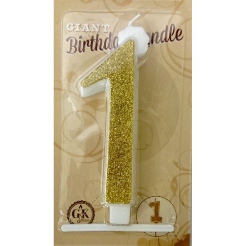 Cake candle large - sparkle gold - 1