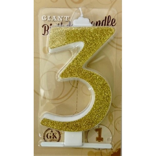 Large cake candle - glitter gold - 3