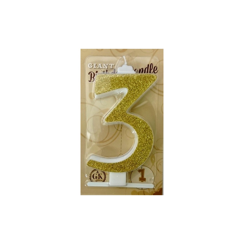 Torten Kerze groß - Glanz gold - 3