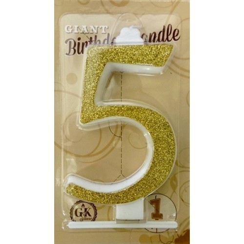 Cake candle large - glitter gold - 5