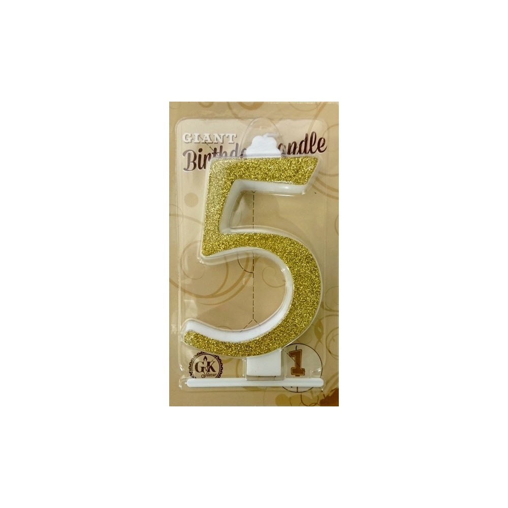 Cake candle large - glitter gold - 5