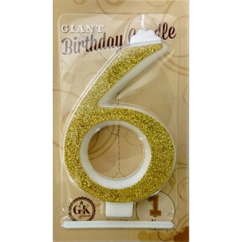 Cake candle large - gold glitter - 6