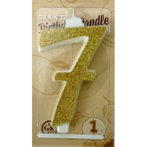 Large cake candle - golden glitter - 7