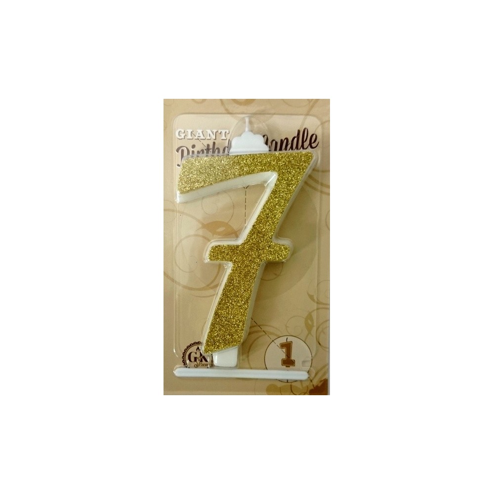 Large cake candle - golden glitter - 7