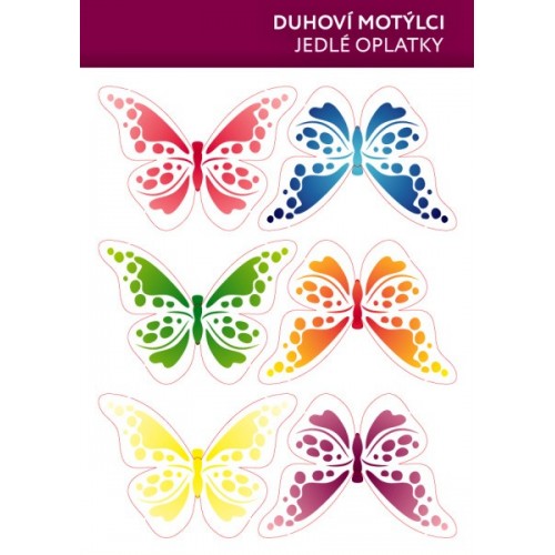 Edible Paper Card - Butterfly Mix - Rainbow - 6pcs