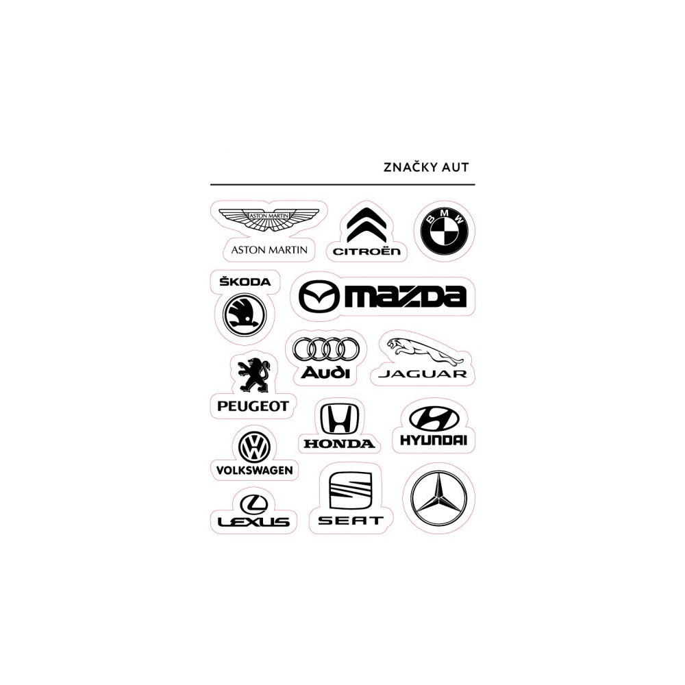 Edible paper card - Car brands - 14 pcs