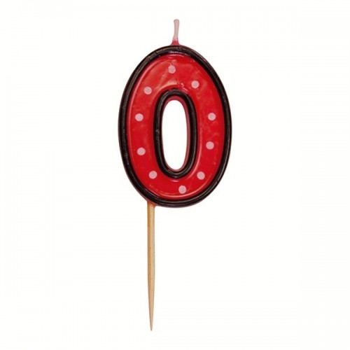Zahlenkerze rote auf einem Stick - 0