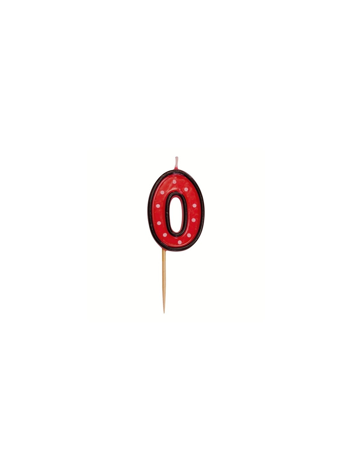 Party Numeral red candle on a stick - 0