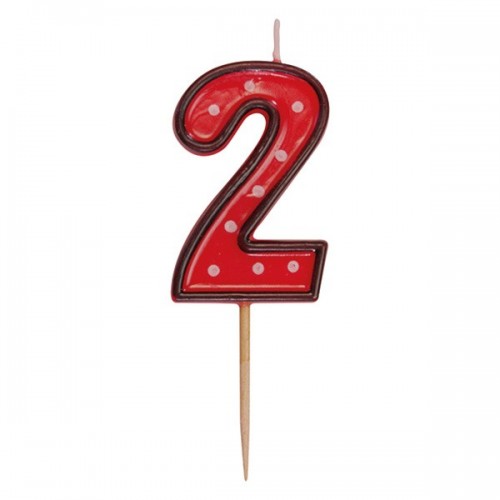 Party Numeral red candle on a stick - 2