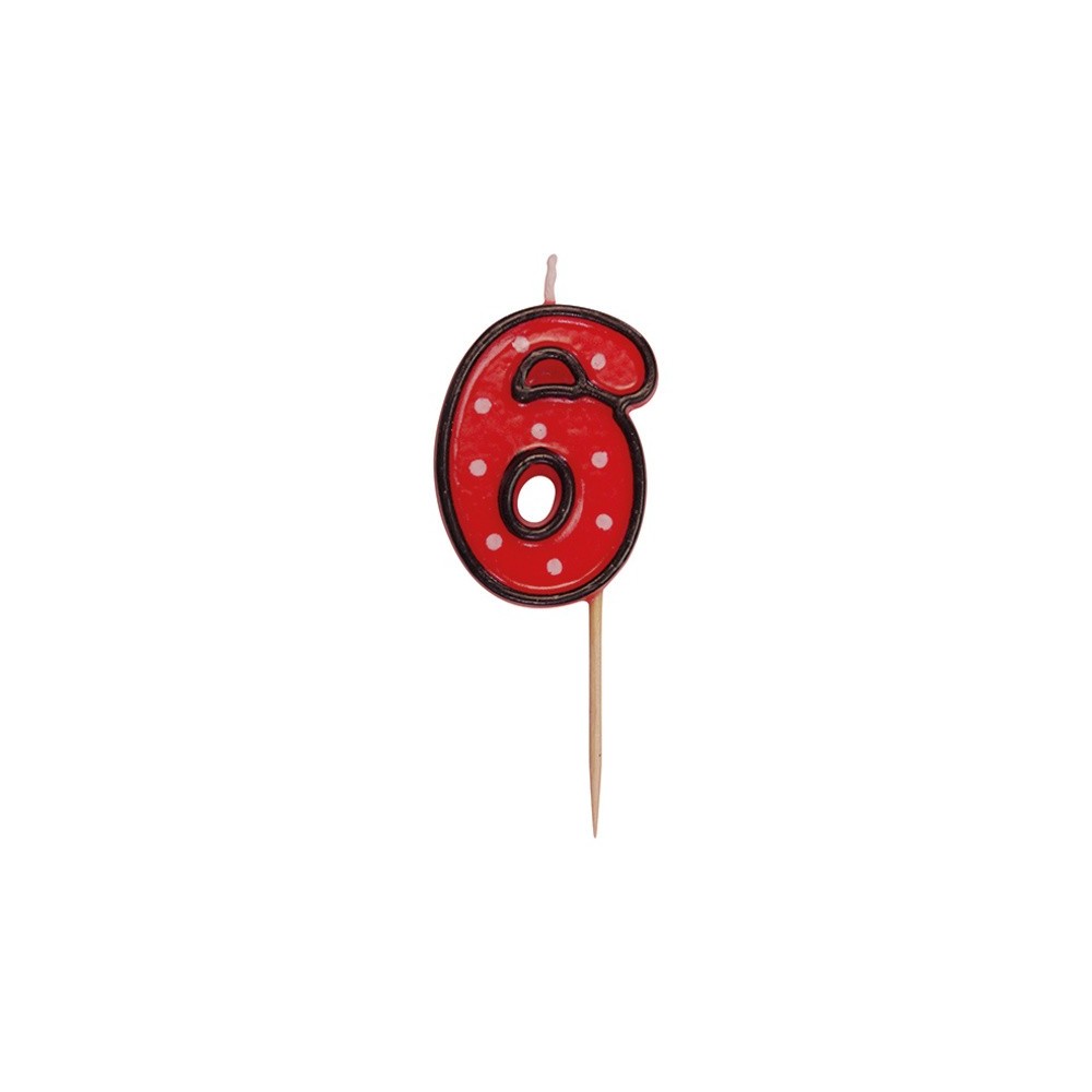 Zahlenkerze rote auf einem Stick - 6