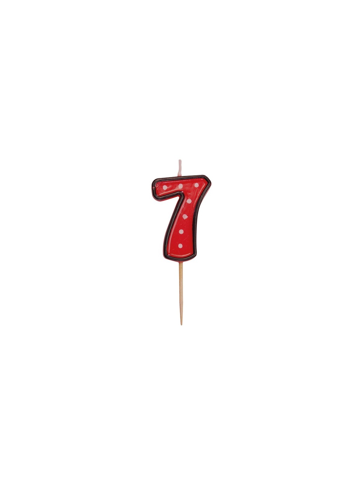 Party Numeral red candle on a stick - 7