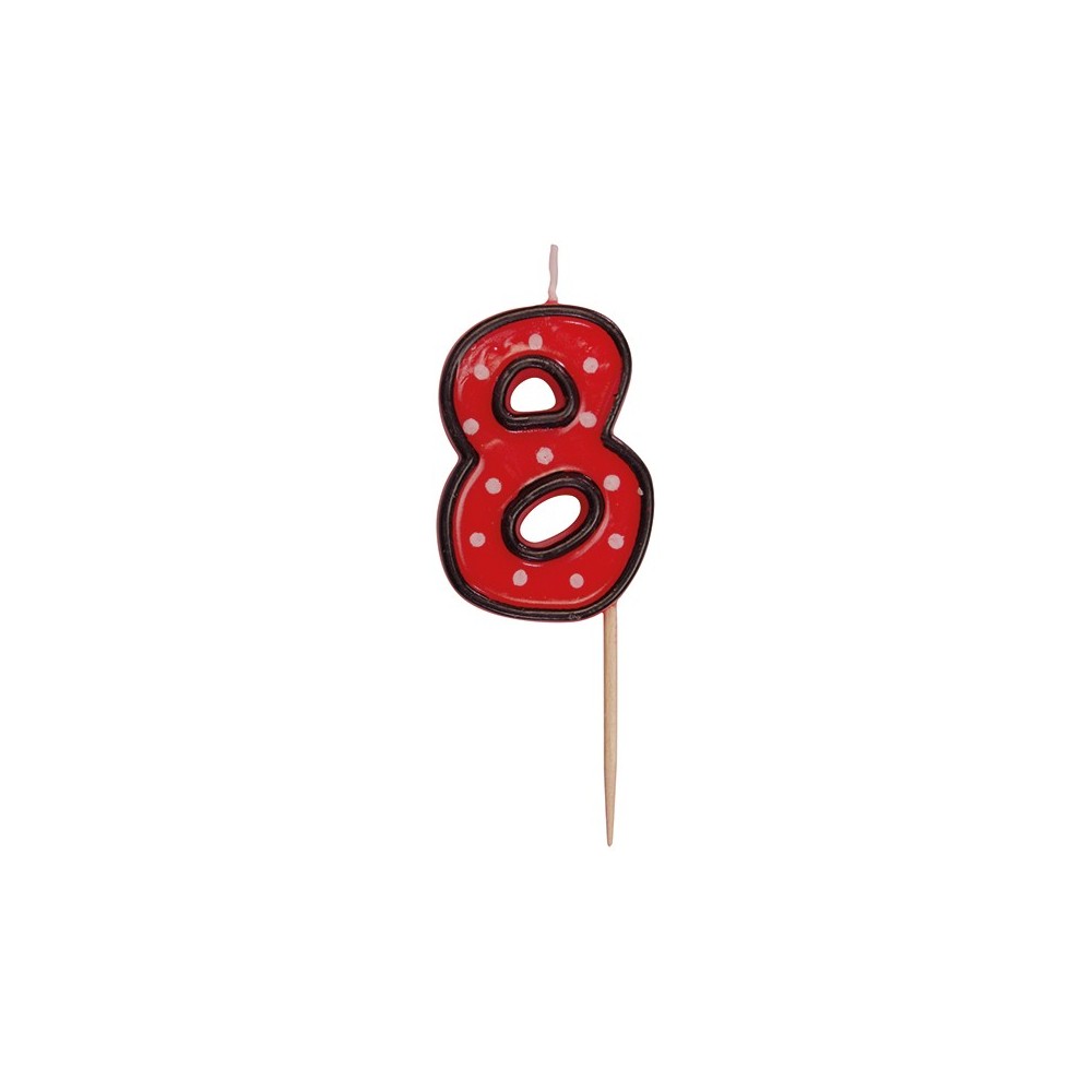 Zahlenkerze rote auf einem Stick - 8
