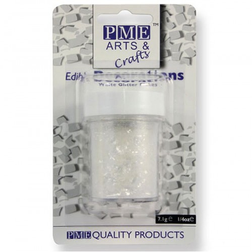 PME edible Glitter Flakes - White 7g