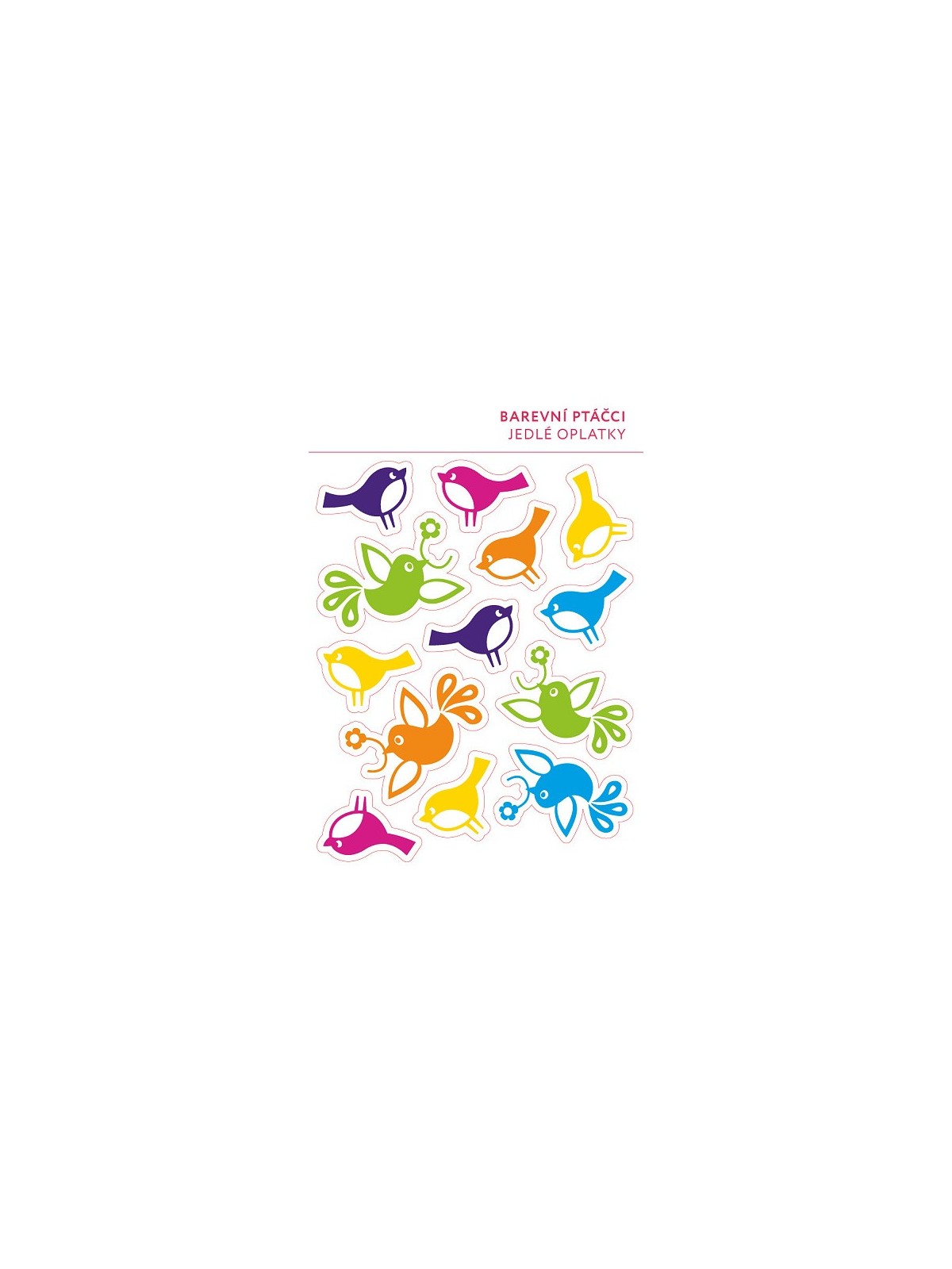 Edible paper card - Colorful little birds - 13 pieces