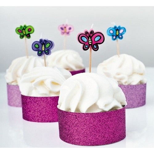 Cake candle - butterflies - 5 pcs.