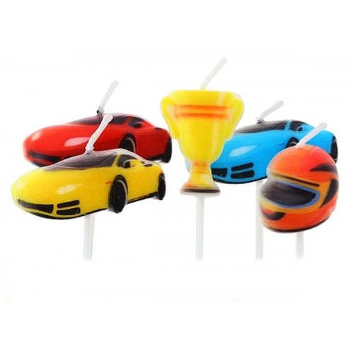 Cake candle - racing cars 5 pcs