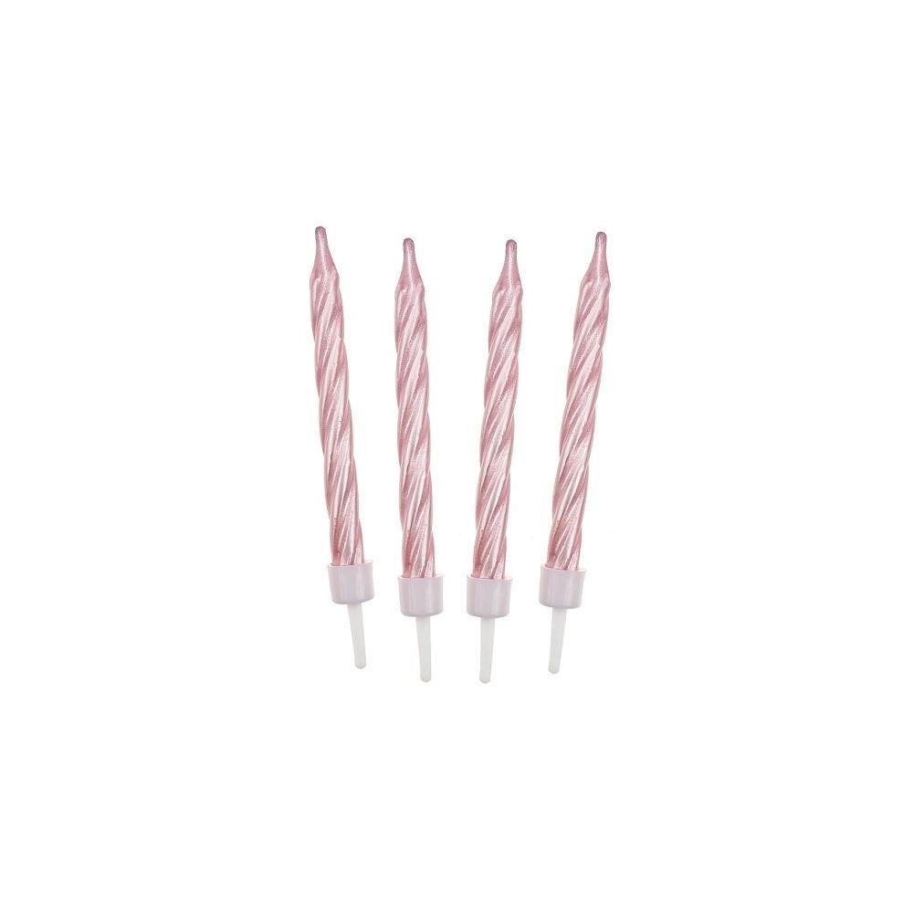 Cake candle Spiral - pink - 12pcs