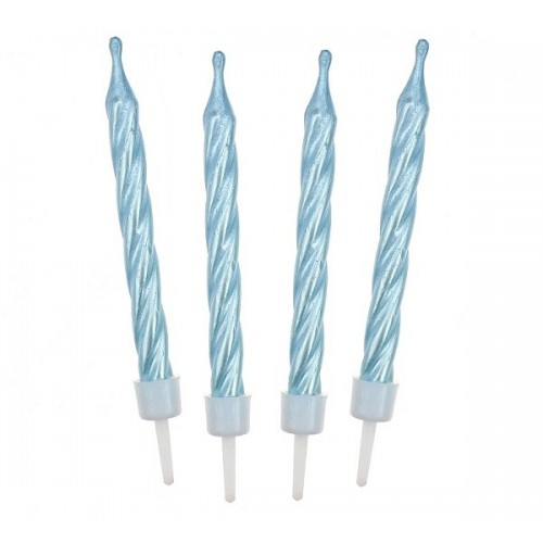 Cake candle Spiral - blue - 12pcs