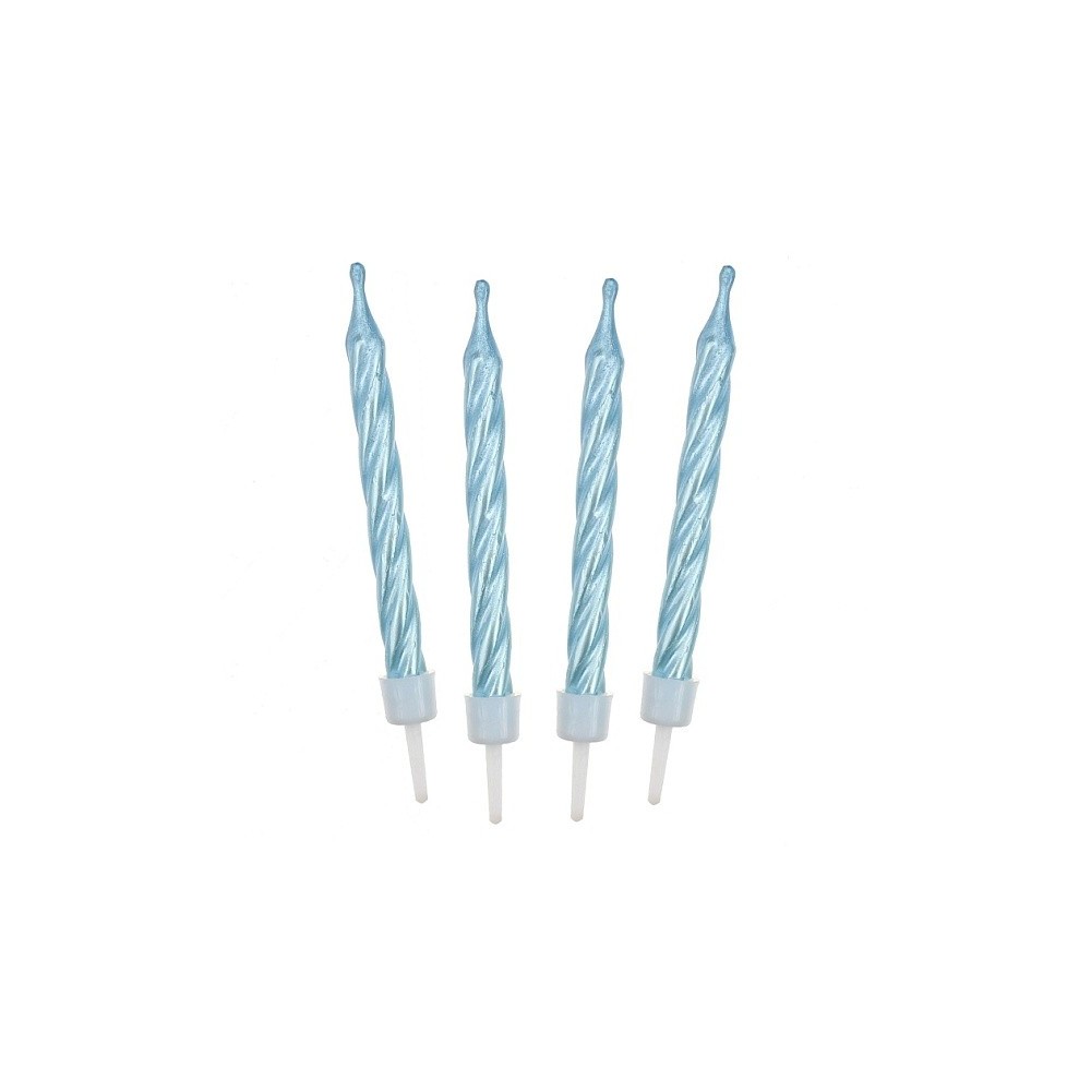 Cake candle Spiral - blue - 12pcs