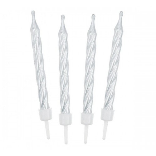 Spiral birthday candle - white - 12pcs