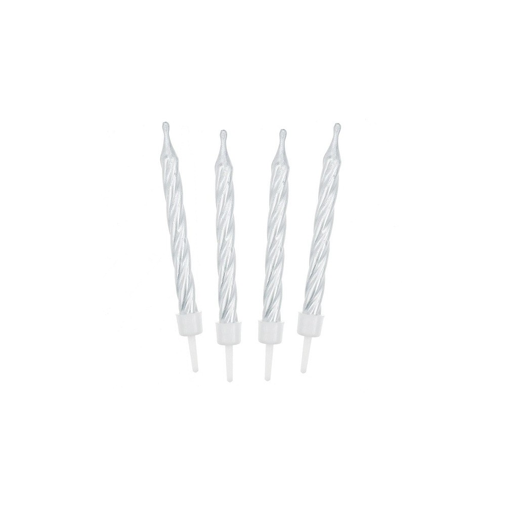 Spiral birthday candle - white - 12pcs