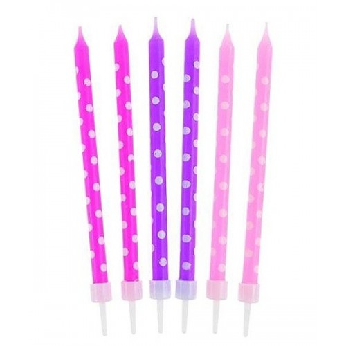 Cake candle Dots - pink - 24pcs