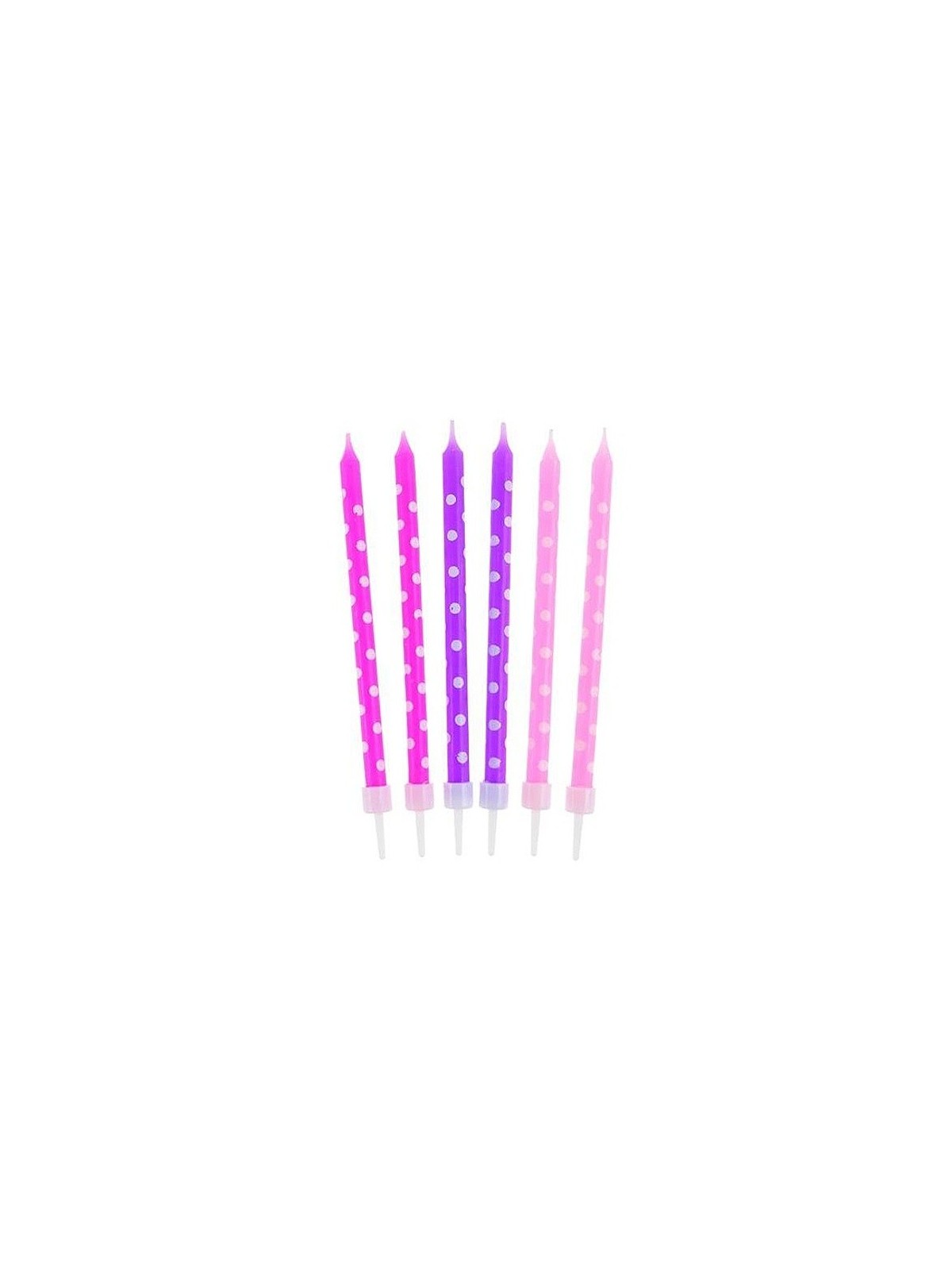 Cake candle polka dots - pink - 24pcs.