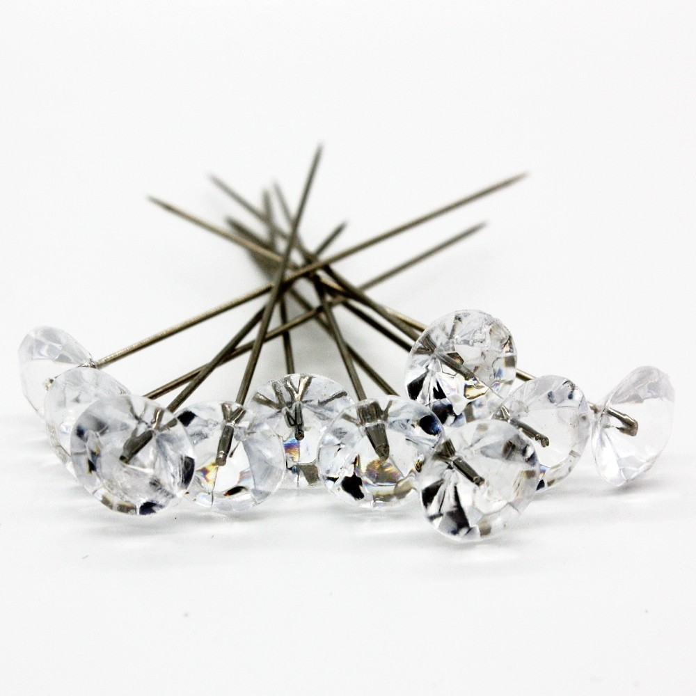  Decorative pins - Clear diamond - 50mm/10ks