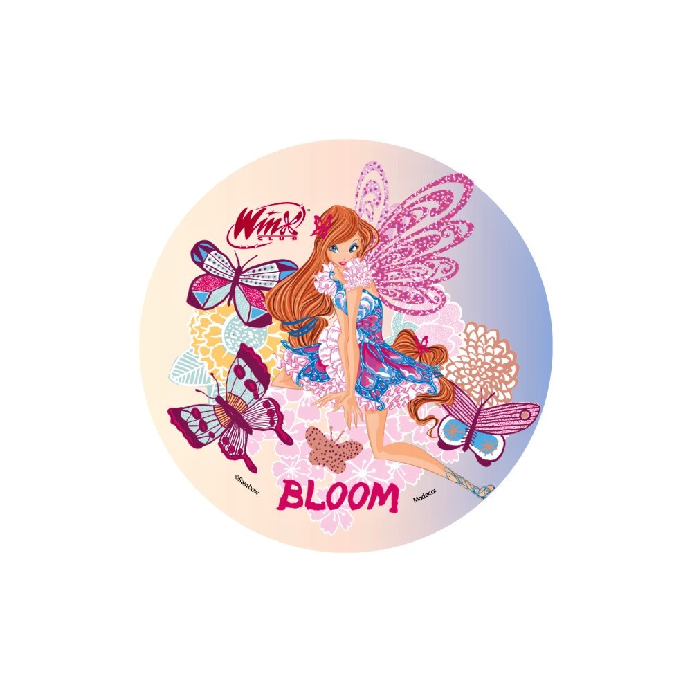 Jedlý papier karta guľatý -  Winx - Bloom