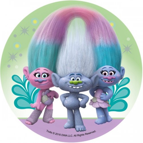 Edible paper round - Trolls - Dragy Diamond