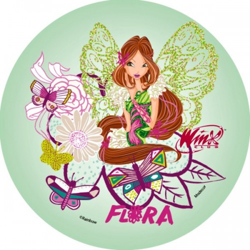 Papier jadalny okrągły - Winx - Flora.