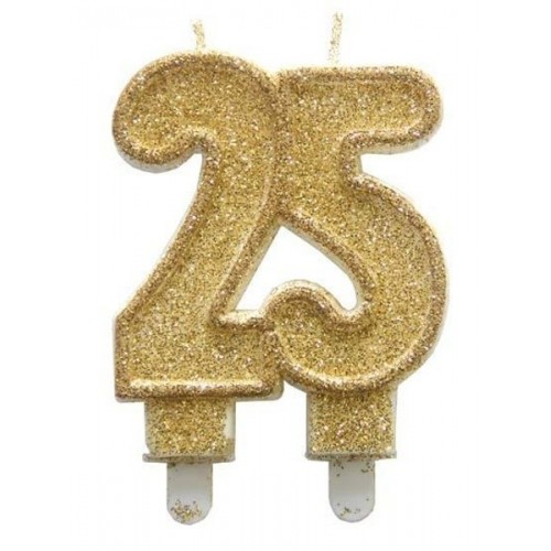 Narozeninová dortová svíčka jubilejní zlatá - 25