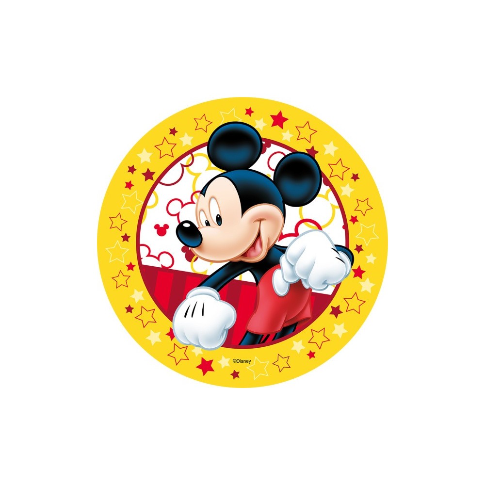 Jedlý papier karta guľatý - Mickey Mouse - žltý