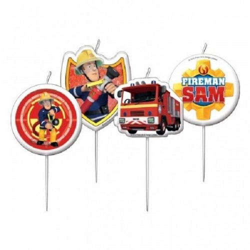 Mini birthday candle - firefighter SAM - 4pcs