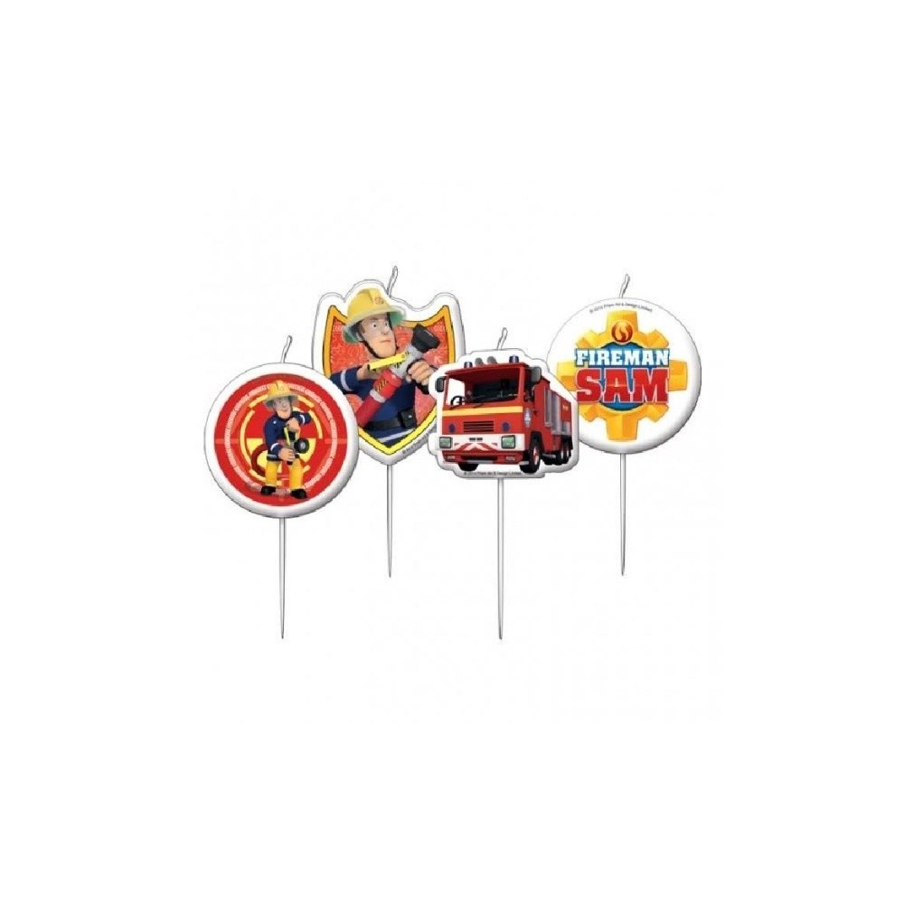 Mini birthday candle - firefighter SAM - 4pcs