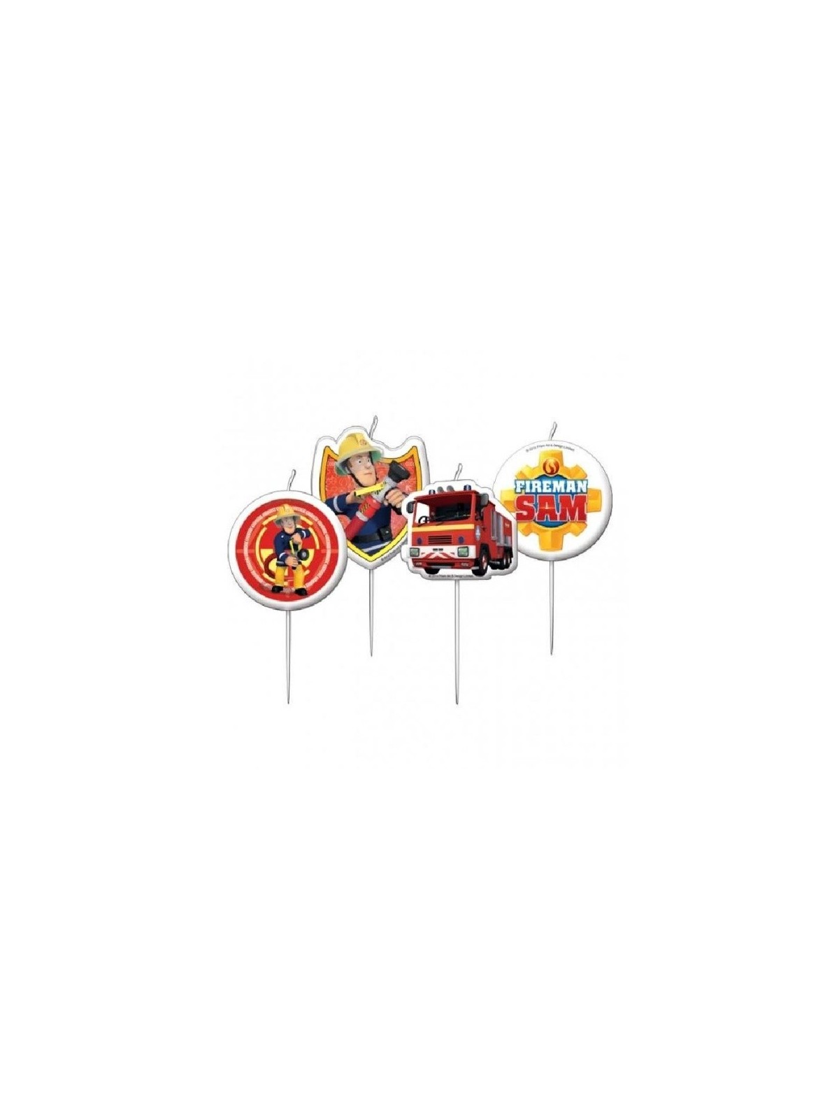 Mini birthday candle - firefighter SAM - 4pcs