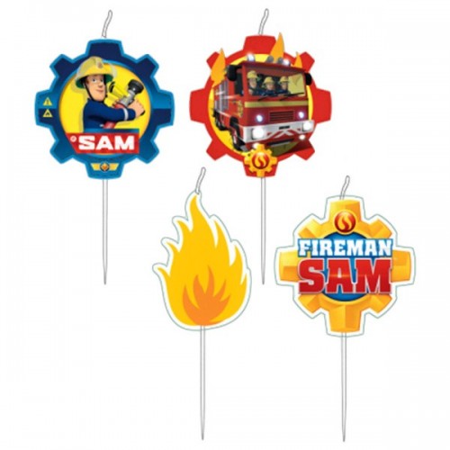 Tortová sviečka mini 4ks - požiarnik SAM 2