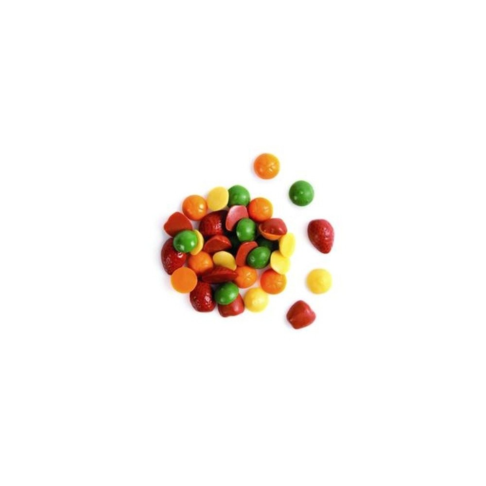 Chocolate decoration - mini colorful fruit - 50g