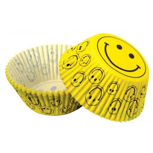 Gebäckkörbchen - gelbe Smileys - 50 Stück.