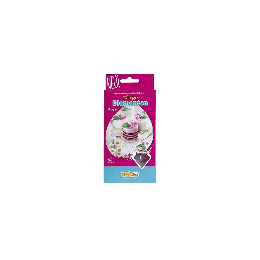 DekoBack - rosa essbare Zuckerdiamanten 12stück/10mm