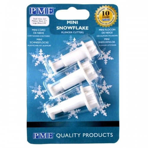 PME mini Snowflake - set of 3 cookie cutter with stamp