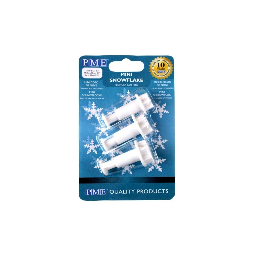 PME mini Snowflake - set of 3 cookie cutter with stamp