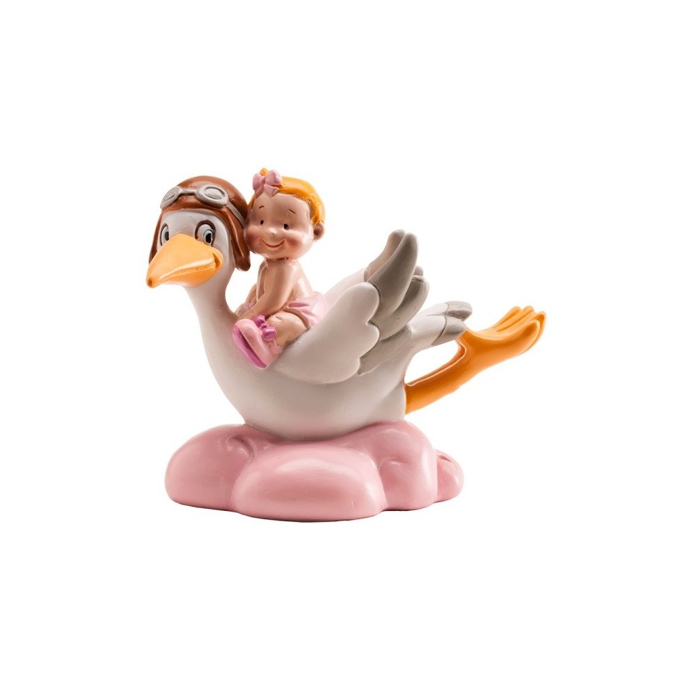 Baby birth - flying stork - pink