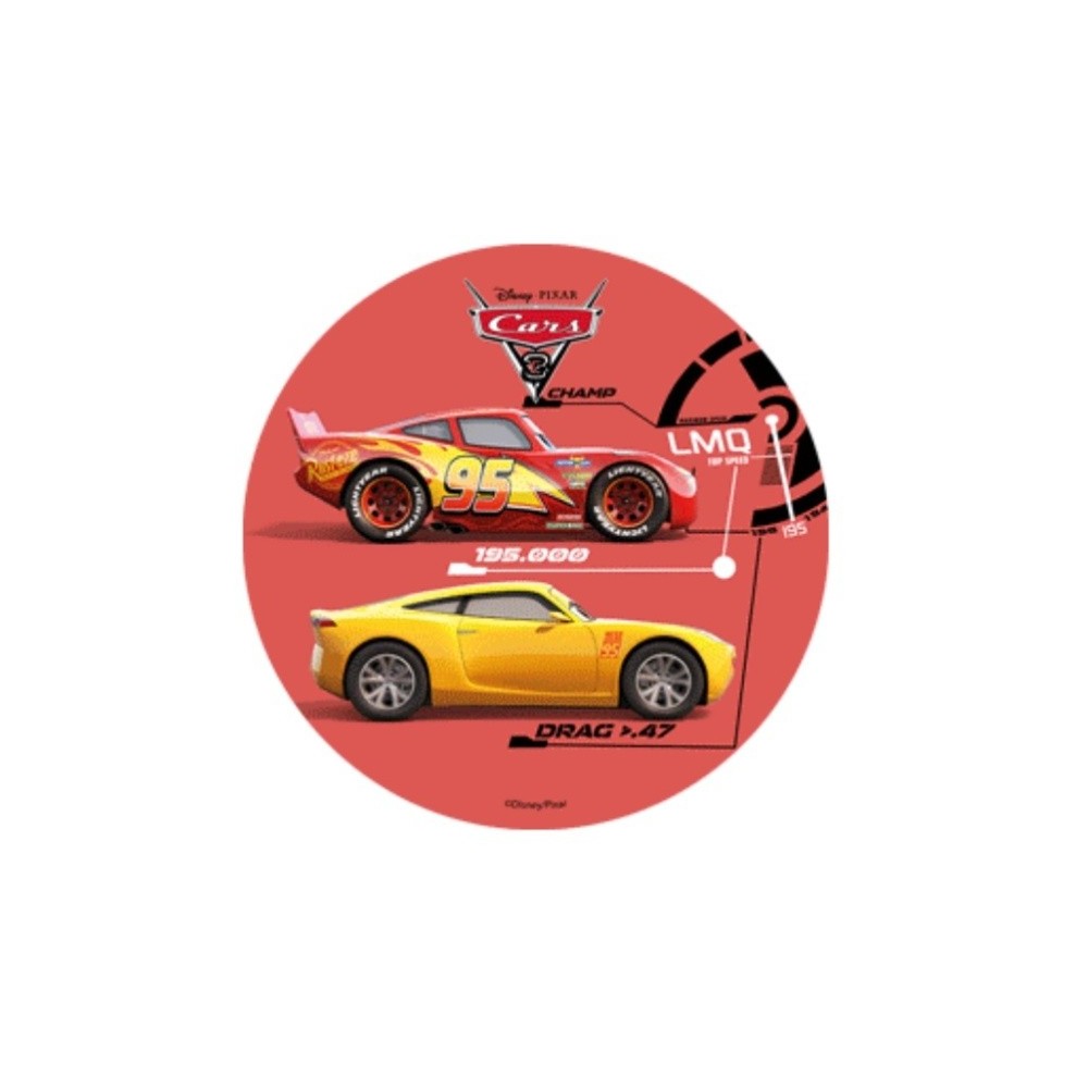 Edible paper Round - Cars   - red