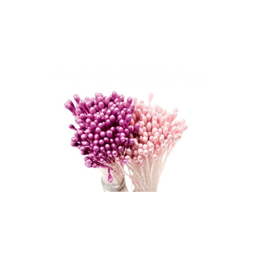 Decora Flower Stamen  - medium - pearl pink / purple 288pcs