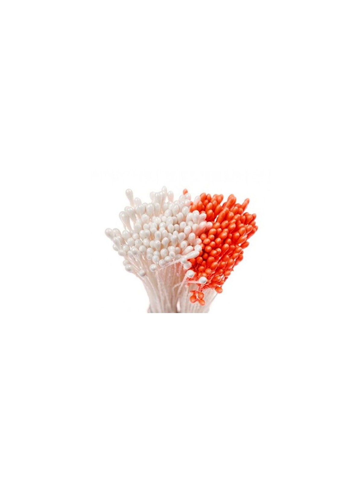 Decorative flower stamens - medium - pearly white / matte orange 288pcs