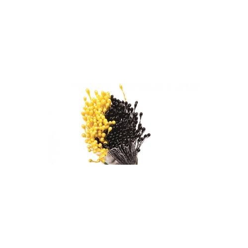 Decora Blumen Stamen - mittel - Perle dunkelgelb / schwarz 288pcs