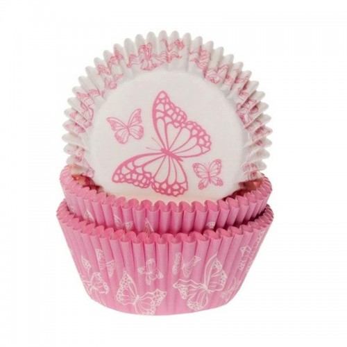 HoM Baking Cups - rosa Schmetterling - pk/50
